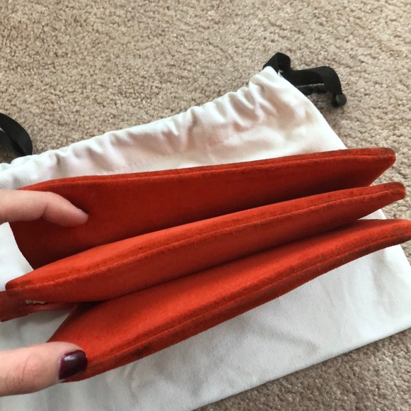 CÉLINE Suede 3-Fold Orange Pouch/ Clutch / Wallet - Picture 6 of 8